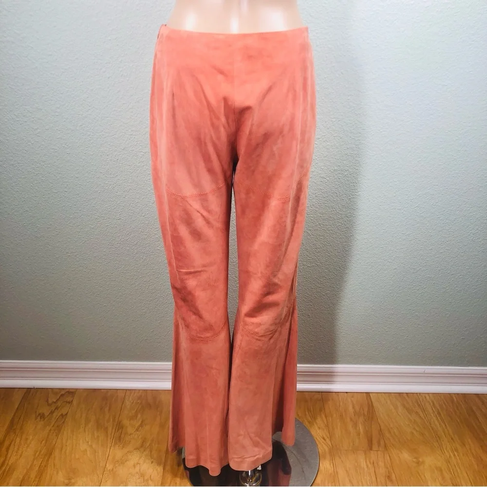 Valentino coral suede flare pants Sz 6 - Picture 6 of 16